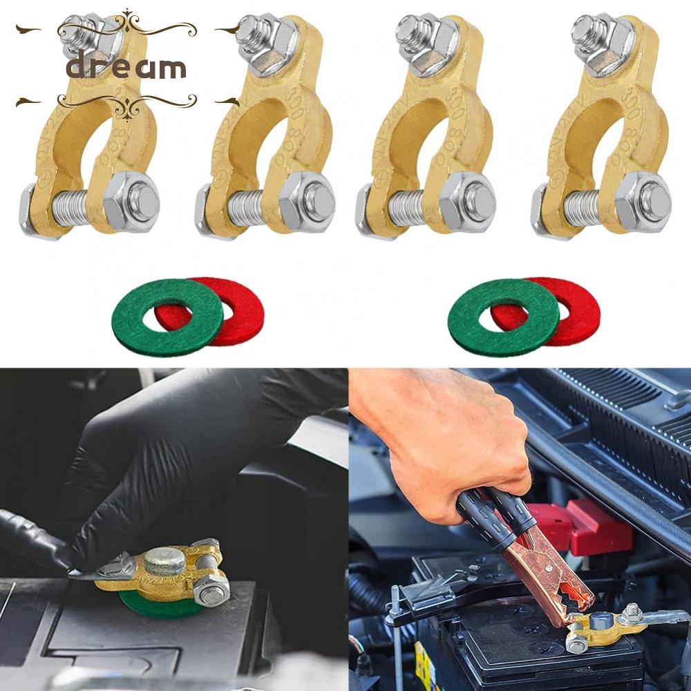 【DREAMLIFE】2 Pairs Of Battery Terminals 12/24 V Battery Poles, Brass Connectors With M8 Bo