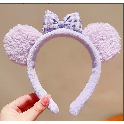 Băng Đô Cài Tóc Hình Tai Thỏ Bằng Lông Nhung Dễ Thương Xinh Xắn