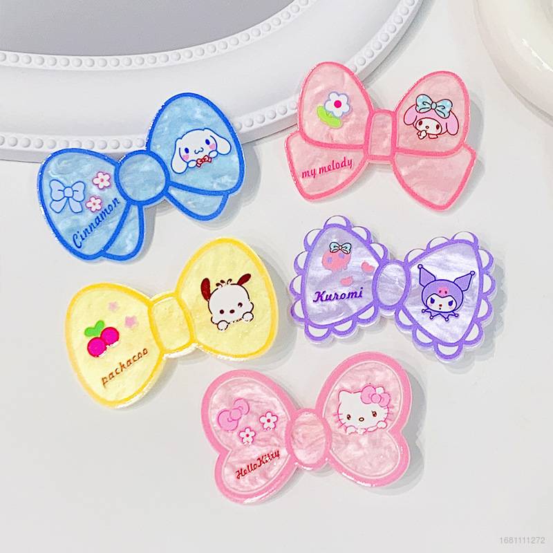 SANRIO Kẹp Tóc Nơ Họa Tiết Hoạt Hình Dễ Thương Cho Bé Gái