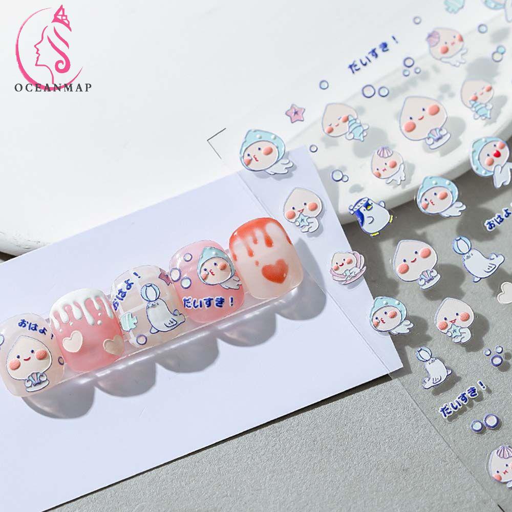 Miếng Dán Trang Trí Móng Tay Tự Dính Họa Tiết Dâu Tây 5D Thời Trang DIY