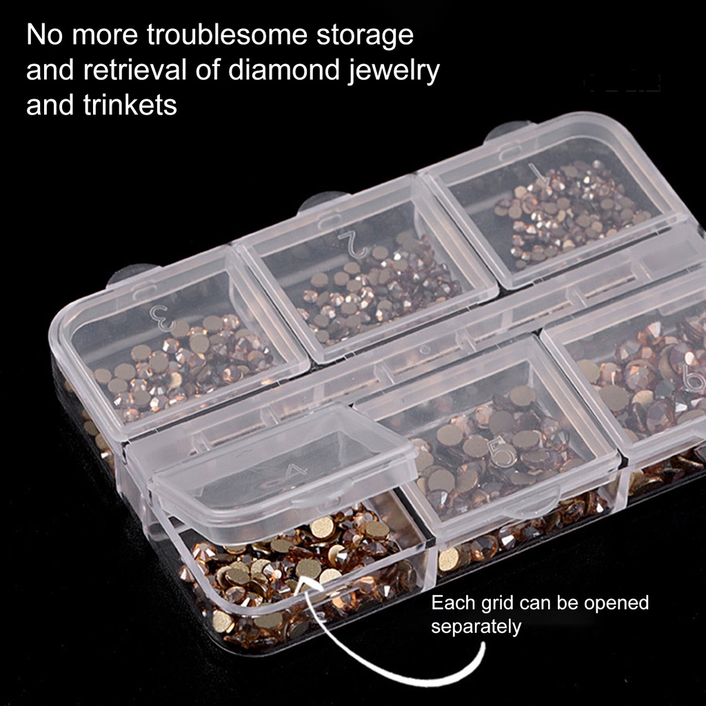 Bộ 5 Hộp Nhựa Trong Suốt 6 Ngăn Đựng Trang Sức Sức Chứa Lớn Tiết Kiệm Không Gian