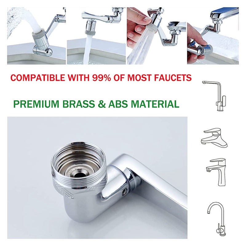 2 Chiếc Cho Bồn Rửa Nhà Tắm Nâng Cấp 1080°Đầu Vòi Sục Khí Thông Dụng Cho Nhà Bếp &amp; Nhà Tắm