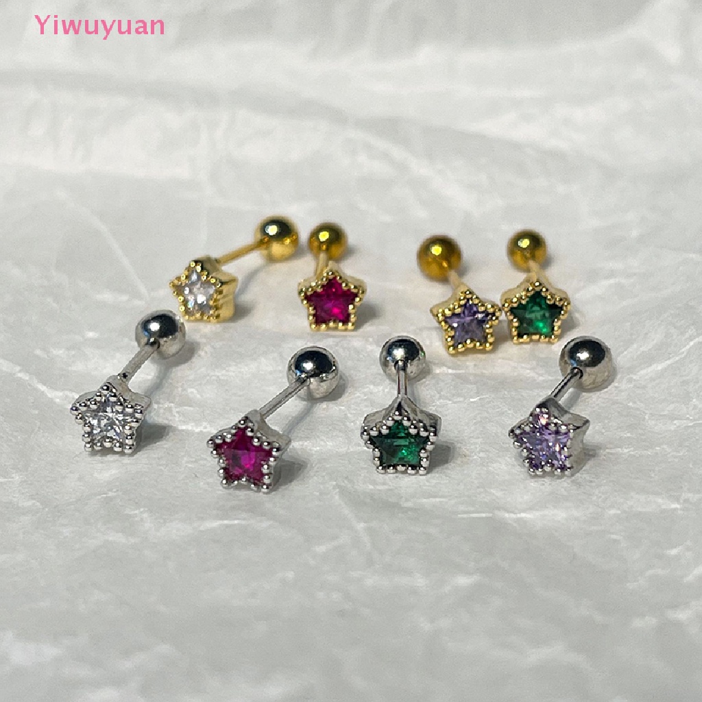 1 Đôi Khuyên Tai Đính Đá Zircon Hình Ngôi Sao Thời Trang Mới
