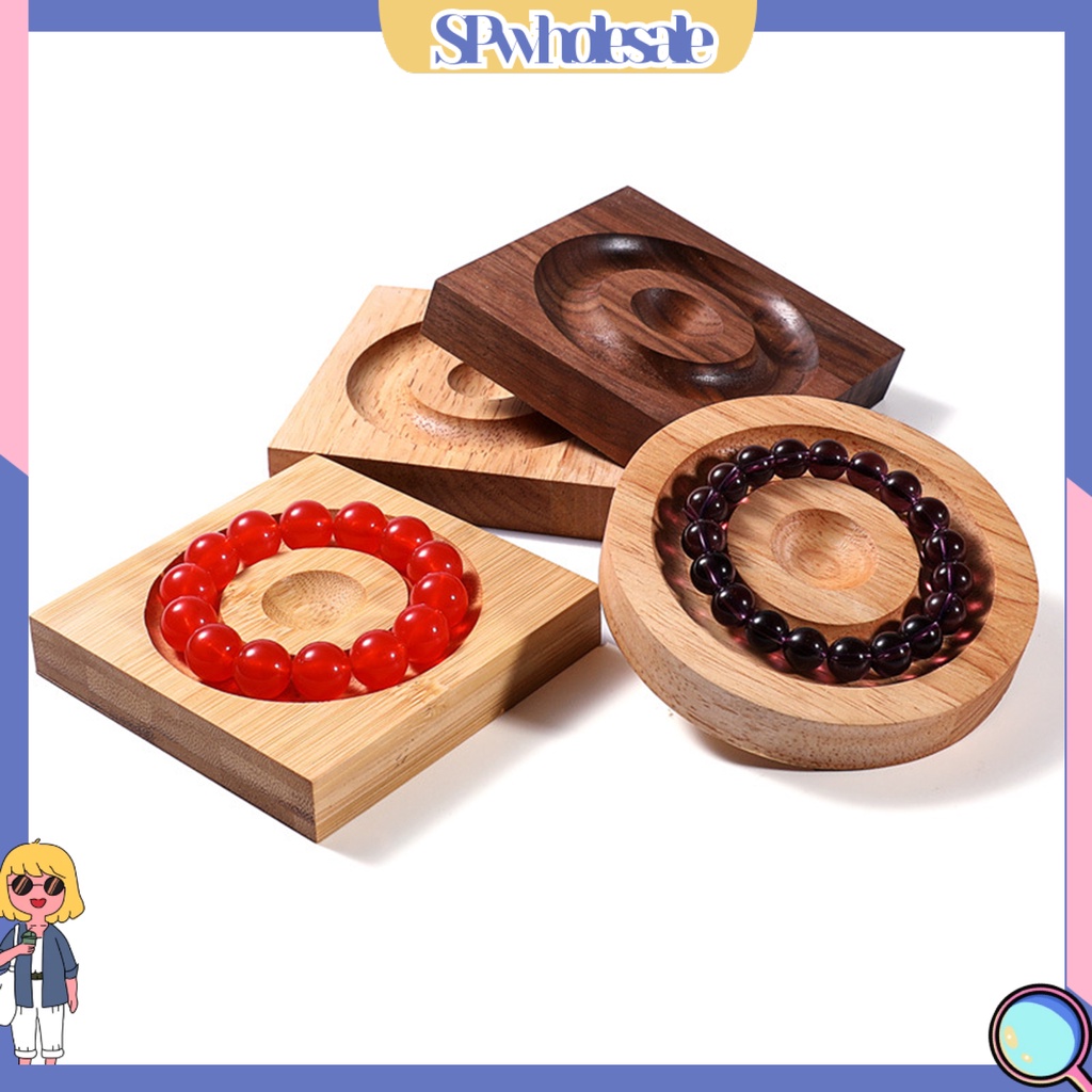&lt;SPwholesale&gt; Giá Đỡ Vòng Tay Bằng Gỗ Hình Tròn / Vuông Không Cần Khoan Lỗ Dùng Trưng Bày Trang Sức