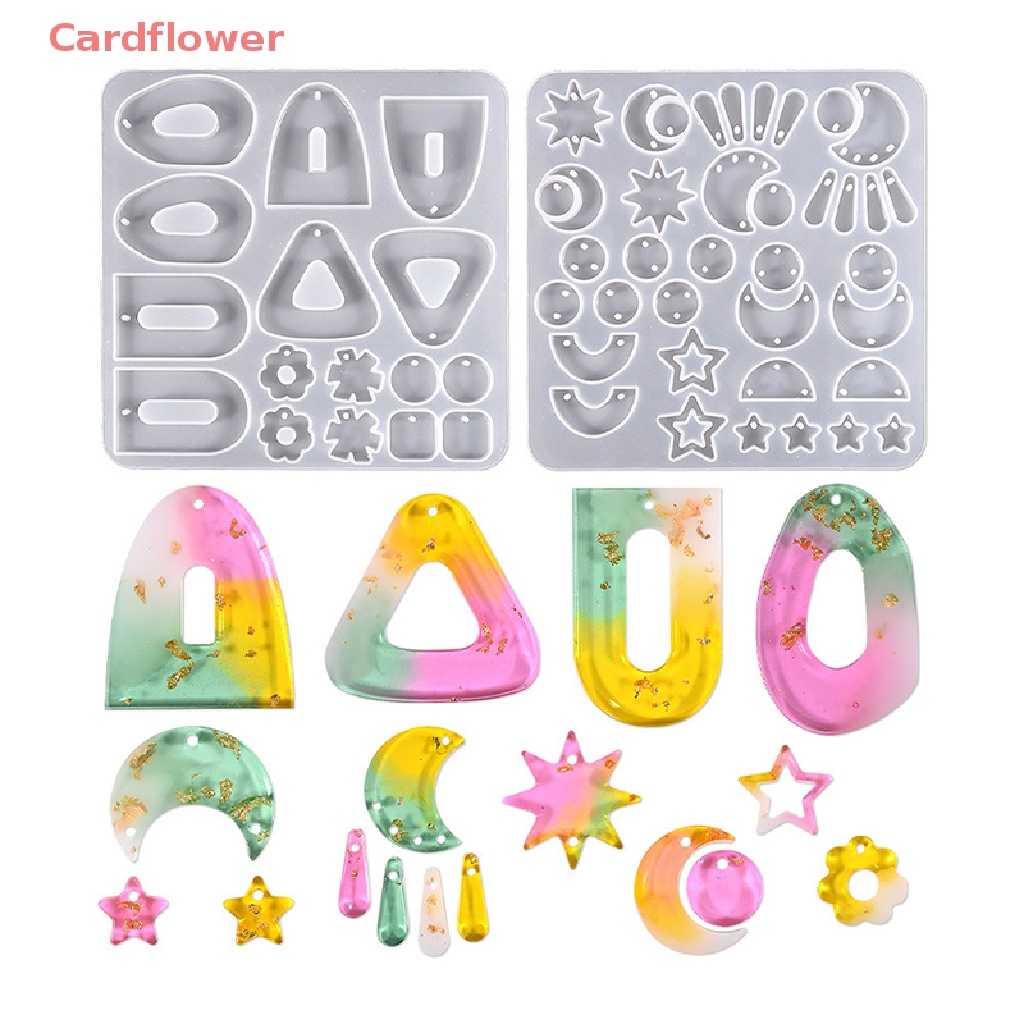 Khuôn Silicon Làm Móc Khóa Hình Oval / Mặt Trăng / Trái Tim Bằng Pha Lê Epoxy DIY Mới