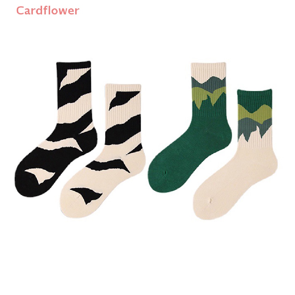 < Cardflower > Vớ Cotton Thoáng Khí Họa Tiết Không Đối Xứng Phong Cách Đường Phố A / B Thời Trang Cho Nam