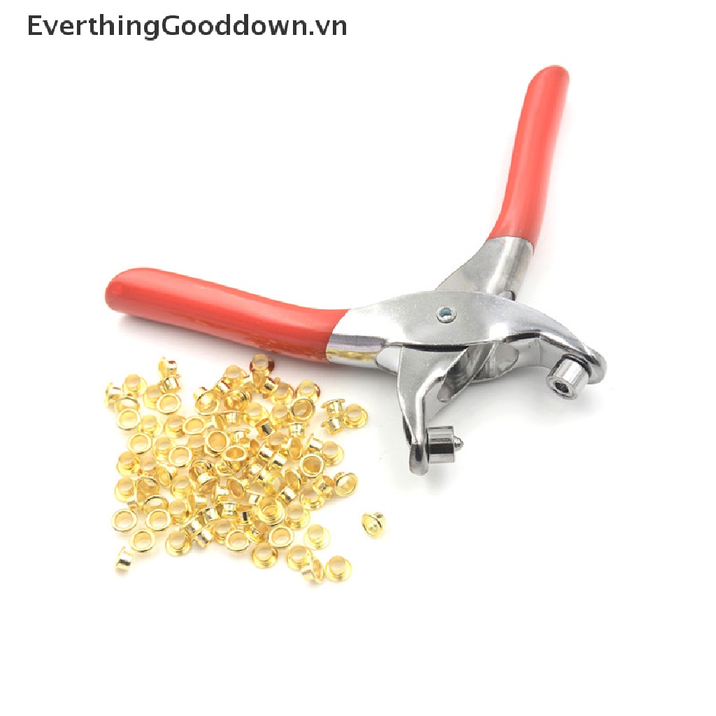 Everthinggooddown Set Kìm Bấm Lỗ Đinh Tán Kèm 20 Khoen Cho Giày Da Túi Xách