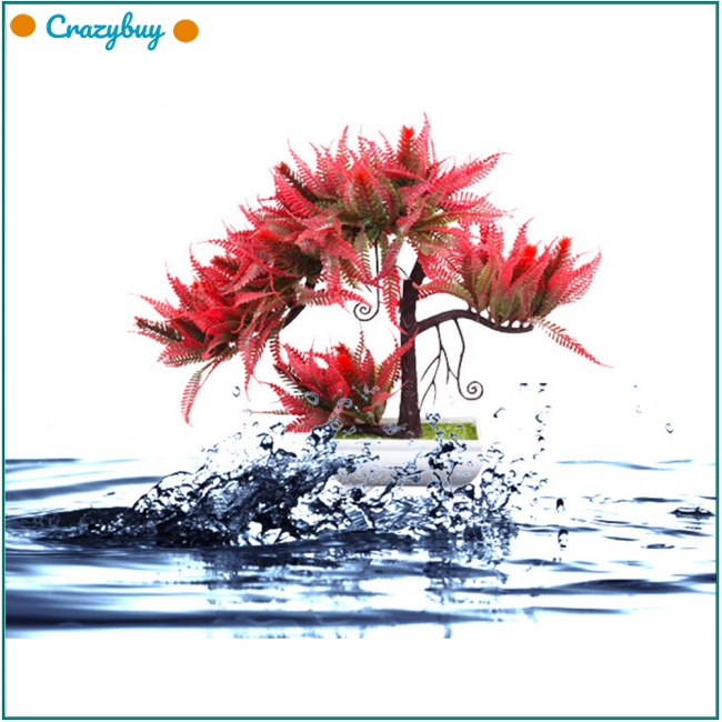 Cr Chậu Cây Bonsai Mini Nhân Tạo Dùng Trang Trí Văn Phòng / Nhà Cửa