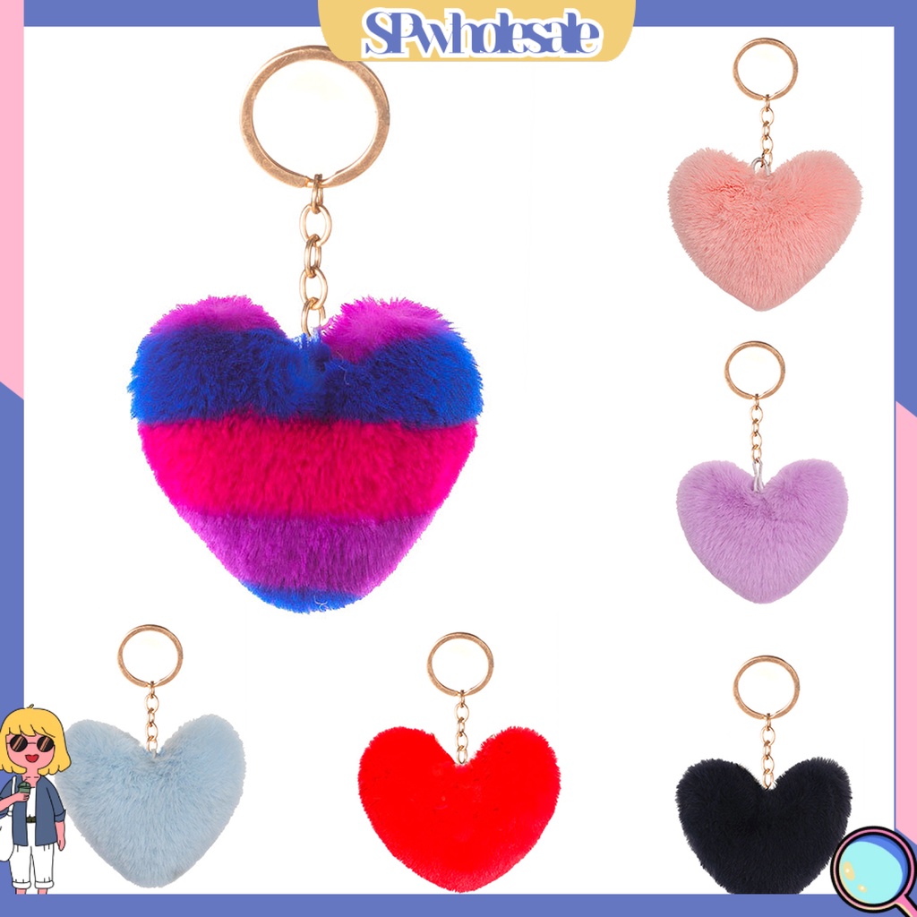 <SPwholesale> Móc Khóa Trái Tim Nhồi Bông Nhiều Màu Sắc