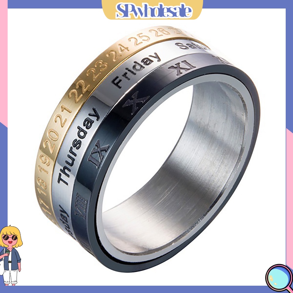 <SPwholesale> Nhẫn Titan Ba Ngày Tháng Xoay Sáng Tạo