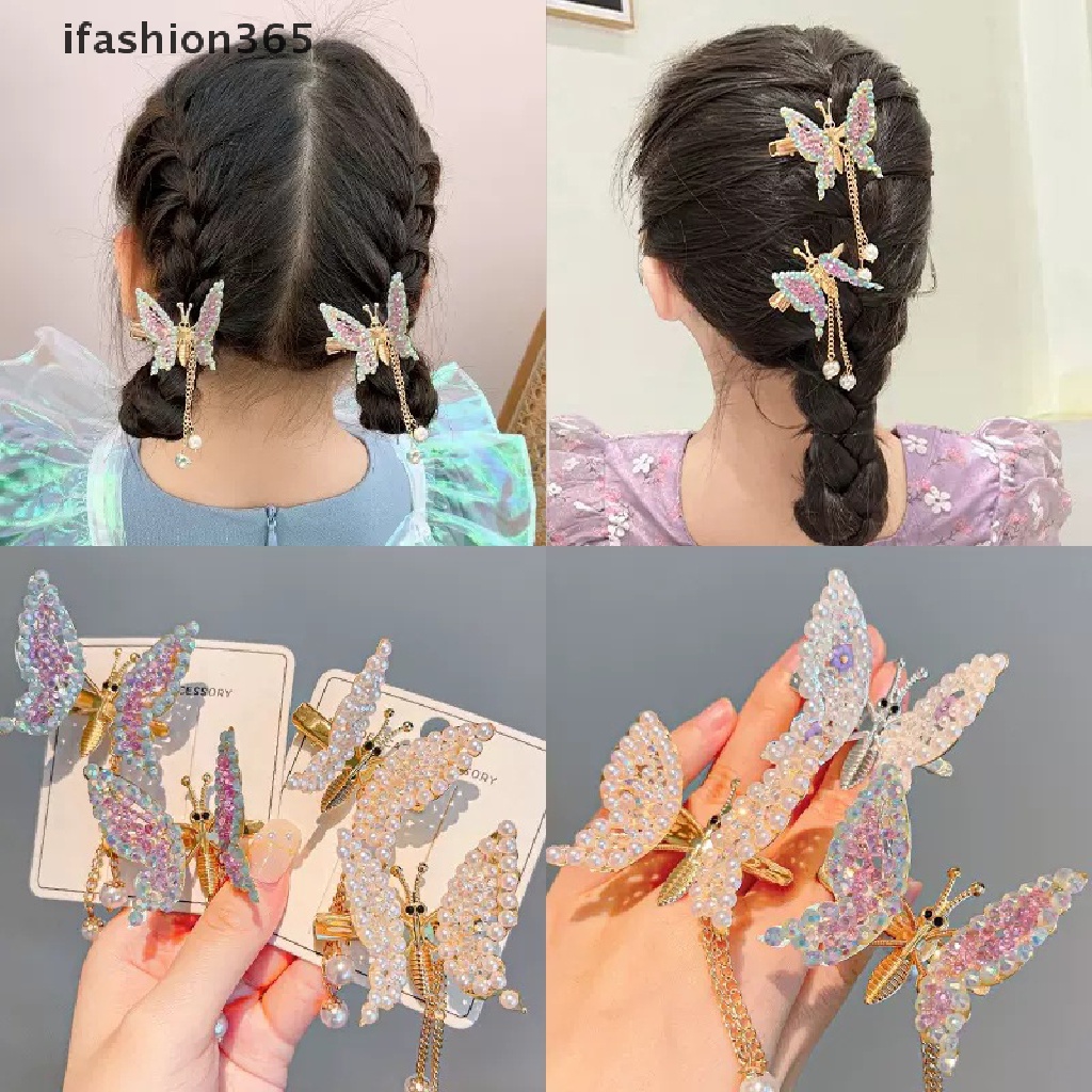 Kẹp Tóc Hình Bướm Đính Ngọc Trai Giả Phong Cách Retro Thời Trang ifashion365
