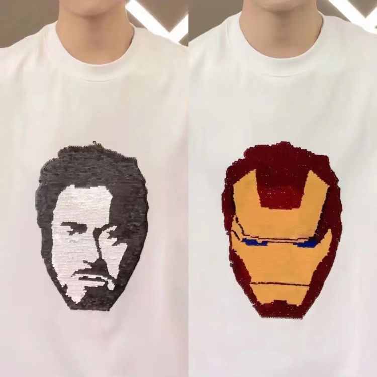 Áo Thun Cotton Cổ Tròn Ngắn Tay In Hoạt Hình Người Nhện Đính Kim Sa Thay Đổi Màu Sắc Thời Trang Unisex 2023