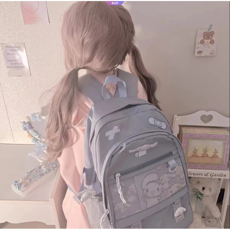 Ba Lô Đựng Laptop Sức Chứa Lớn Họa Tiết Hoạt Hình Sanrio My Melody Cinnamoroll Kuromi Dễ Thương Phong Cách Harajuku Nhật Bản Cho Nữ Sinh Y2k [RAIN]