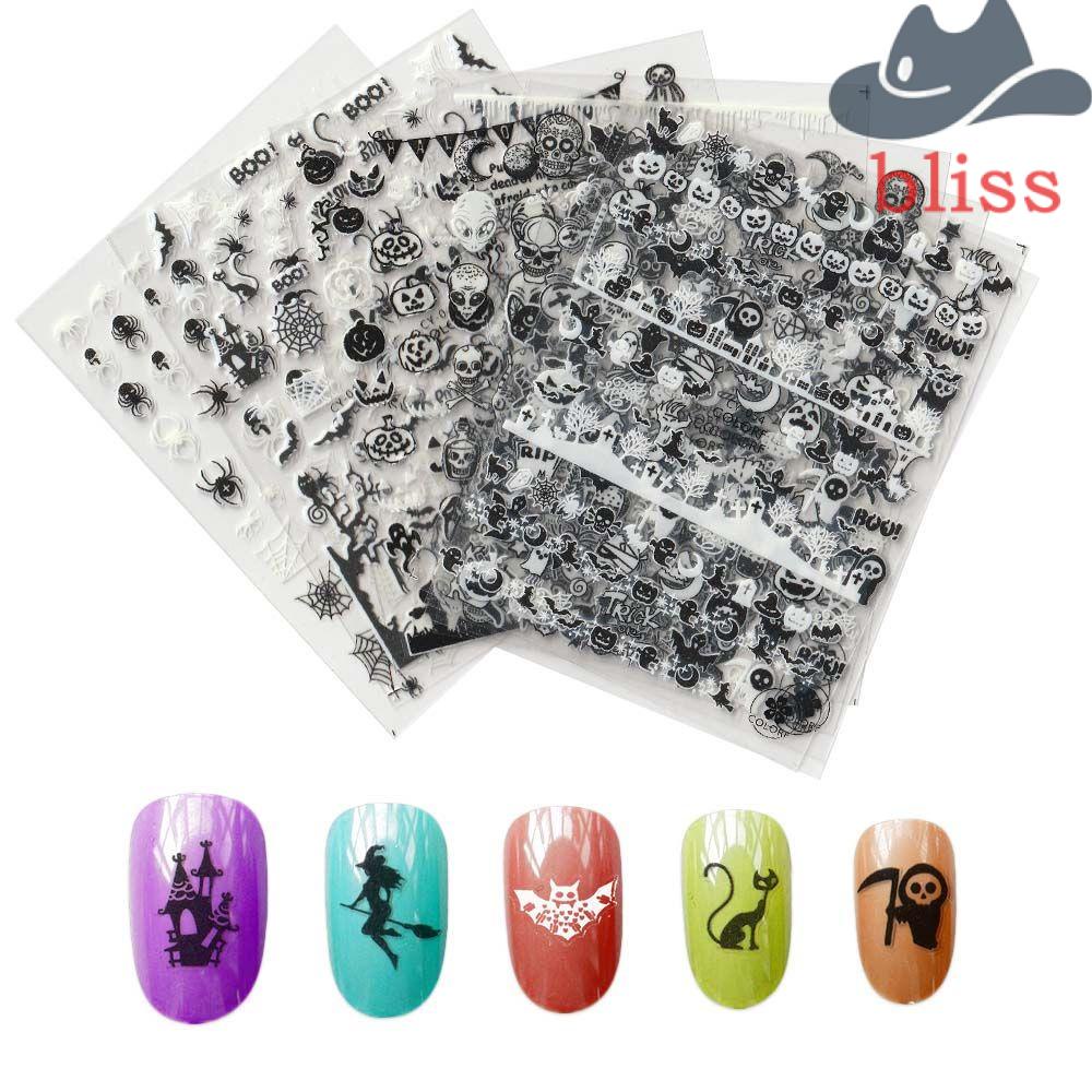 Miếng Dán Trang Trí Móng Tay Dạ Quang Tự Dính Họa Tiết Halloween