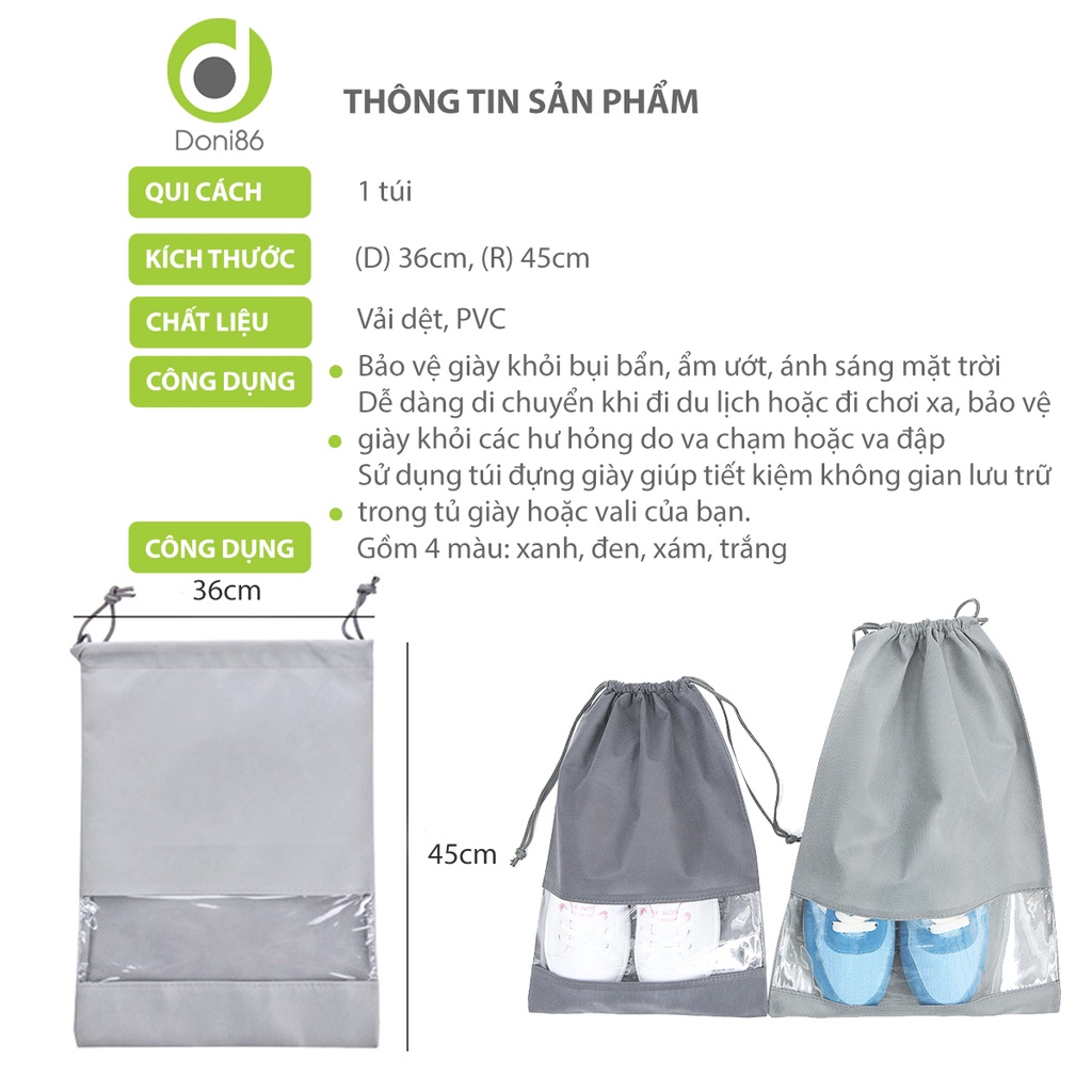 Túi đựng giày kích thước lớn phù hợp nhiều size giày, chống ẩm ướt, chống bụi bẩn - Doni - DOPK352