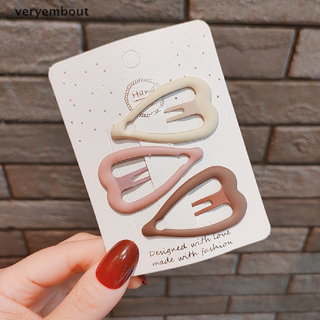 Set 3 Kẹp Tóc Nữ Màu Cà Phê Họa Tiết Hình Học Thời Trang