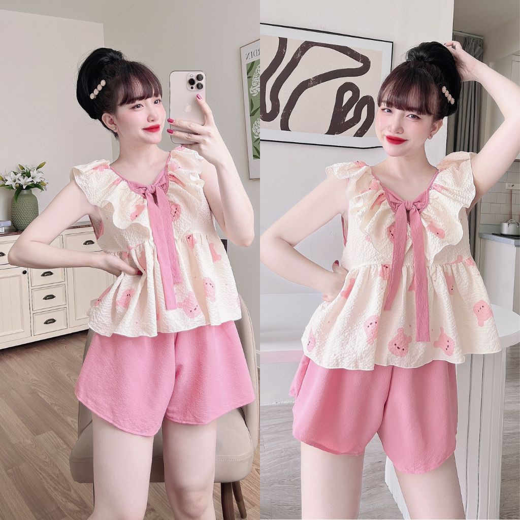 Đồ Ngủ Nữ Xinh, Đồ Bộ Nữ, Đồ Ngủ Sexy lụa Sốp cao cấp mềm mại xinh xắn < 65KG