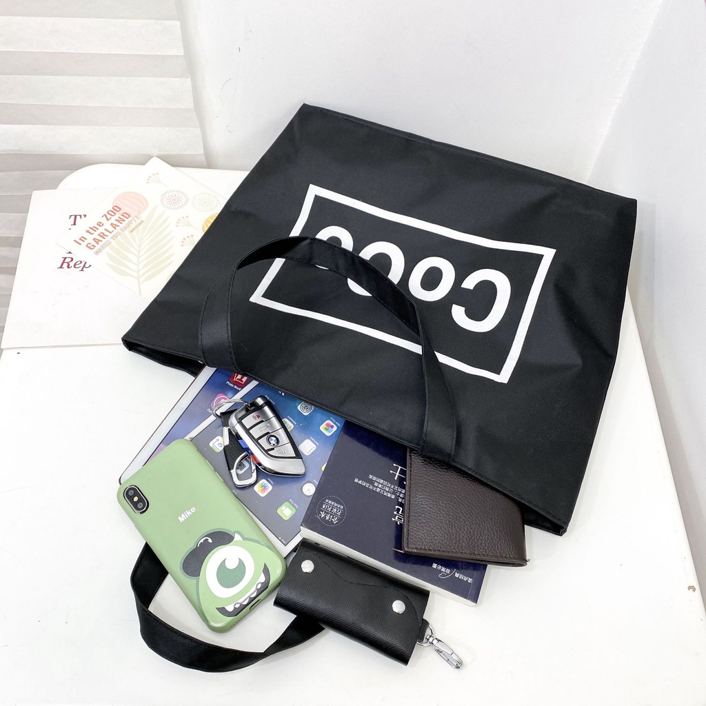 Túi vải canvas tote bag có khóa kéo và ngăn trong túi xách vải đi học đeo vai totebag giá rẻ Totte.store T05