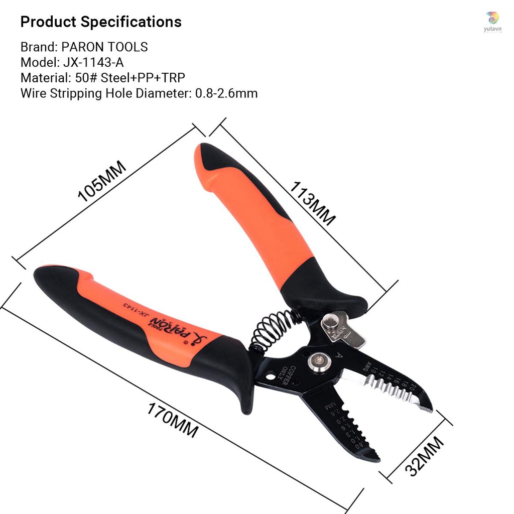 Kìm Cắt Dây Hai Lớp 6 Lỗ Đa Năng PARON AWG20-10 0.