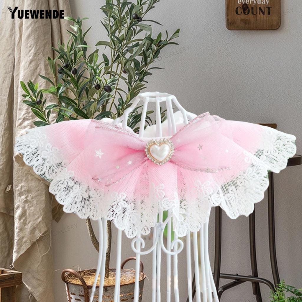 Yue.z Yếm Ăn Hình Nơ Phối Ren Bắt Mắt Cho Thú Cưng
