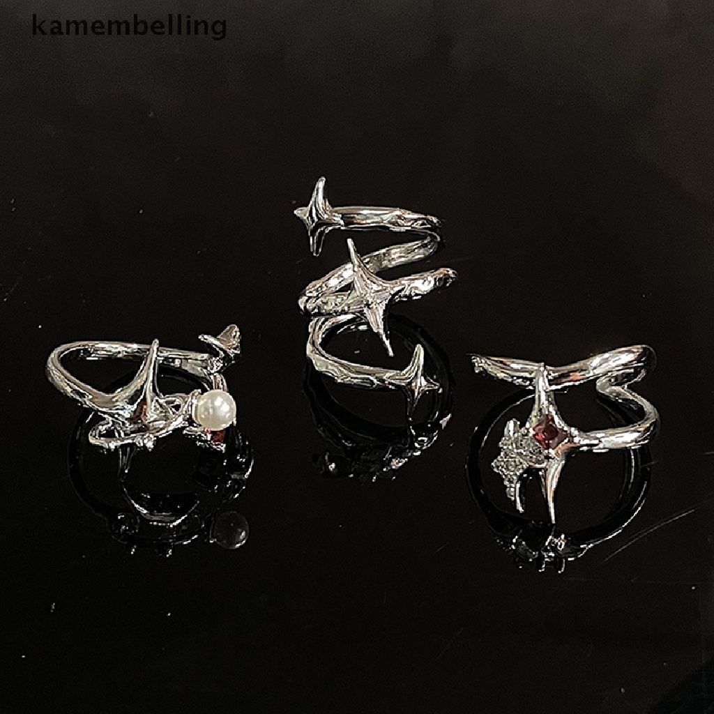 Kamembelling Nhẫn Dạng Hở Đính Đá Zircon Ngôi Sao Xoắn Ốc Sáng Tạo Cho Nữ