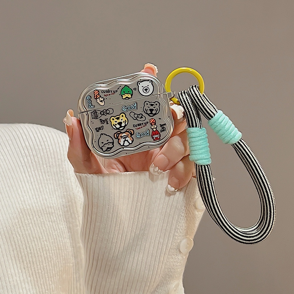 Vỏ Bảo Vệ Hộp Sạc Tai Nghe Bluetooth Không Dây AirPods 1 2 gen3 pro2 2022 Bằng PC Cứng Mạ Điện Họa Tiết Hoạt Hình Màu Bạc Chống Rơi