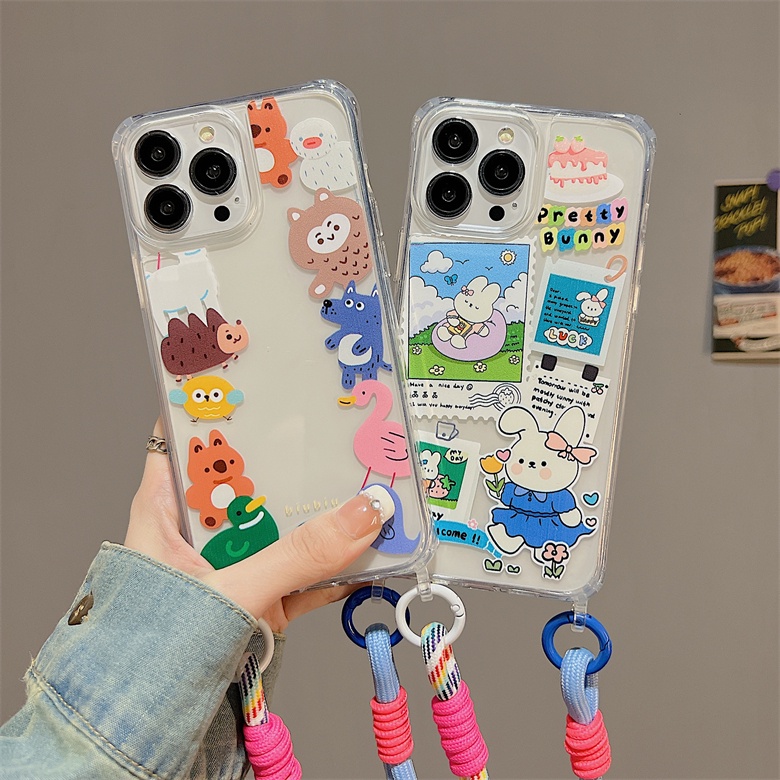 Ốp Điện Thoại TPU Dẻo Trong Suốt Họa Tiết Hoạt Hình Đơn Giản Chống Sốc Chống Rơi Cho iphone 12 14 13 11 Pro Max