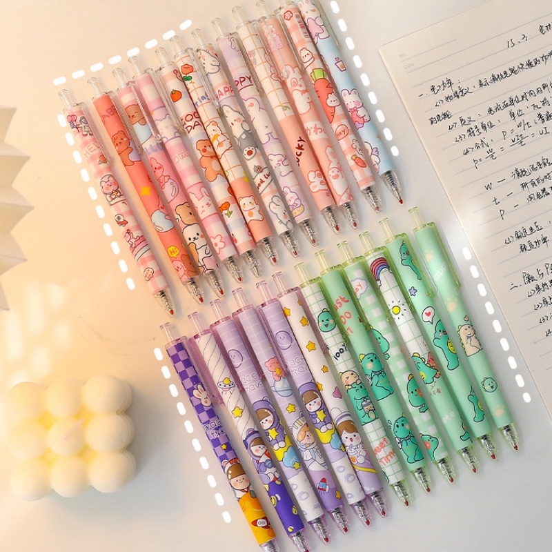 Set 6 Bút Mực Gel Đen Phim hoạt hình dễ thương Hàn Quốc bút mùa xuân văn phòng phẩm