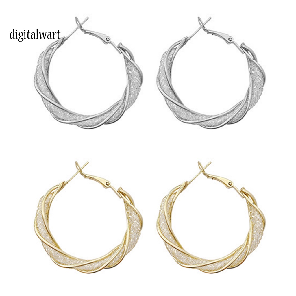 Kỹ Thuật Số| 1 Đôi Bông Tai Kim Loại Dạng Vòng Xoắn Hình Học Lớn Thời Trang