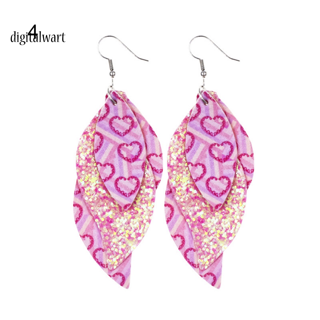 Kỹ Thuật Số| Bông Tai Bằng Da Hình Chữ S Đính Kim Sa Lấp Lánh Thời Trang