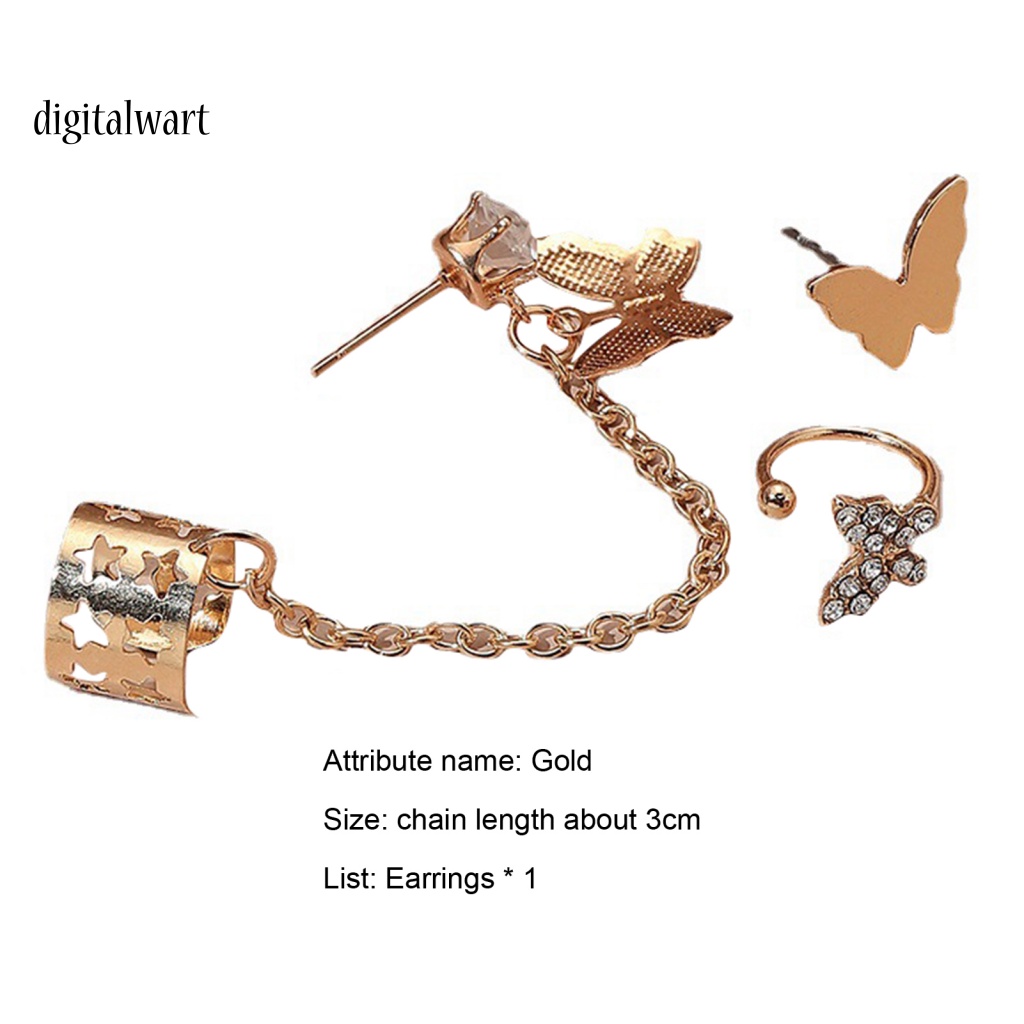 Kỹ Thuật Số| Bông Tai Dạng Xích Hình Bướm Đính Đá Cho Nữ