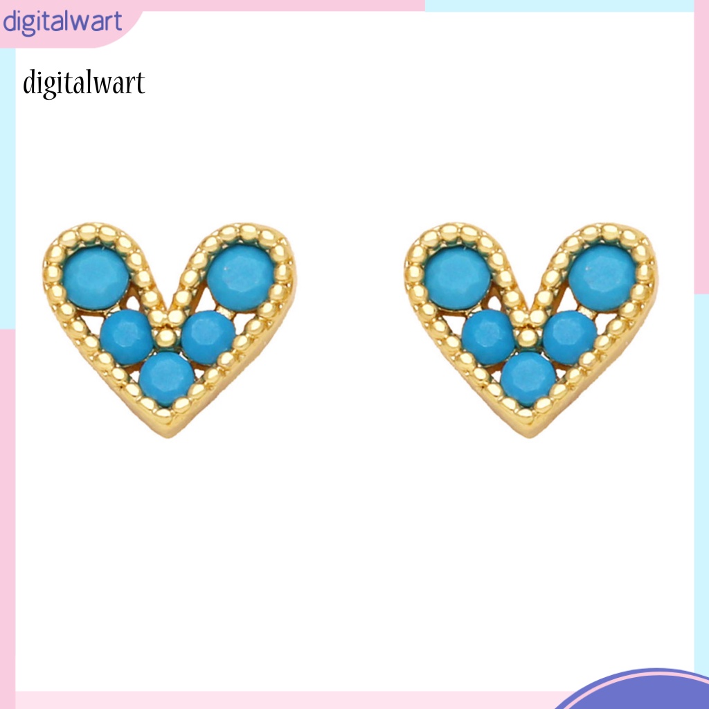 Kỹ Thuật Số| 1 Đôi Bông Tai Hình Trái Tim Đính Đá Zircon Lấp Lánh Lâu Trôi