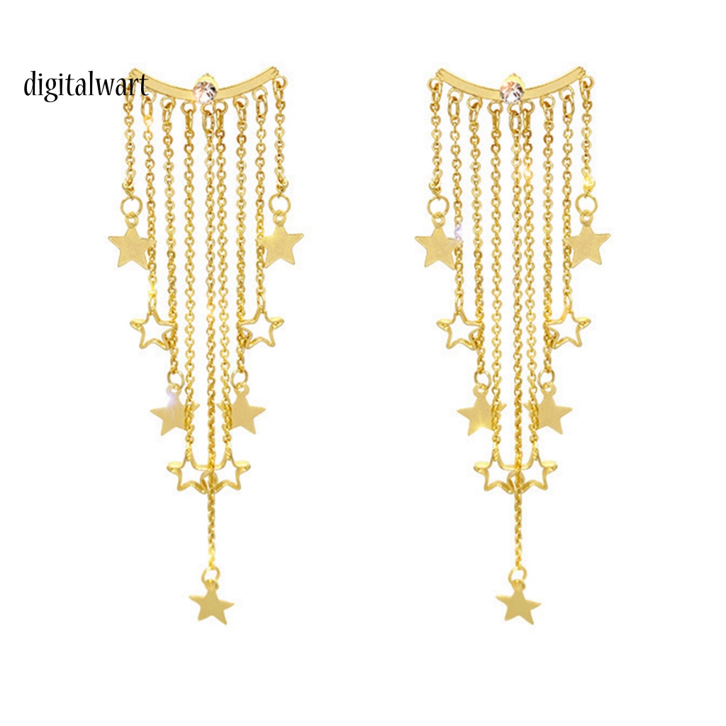 Kỹ Thuật Số| 1 Đôi Bông Tai Hình Ngôi Sao Năm Cánh Dát Đá Thời Trang Hàng Ngày