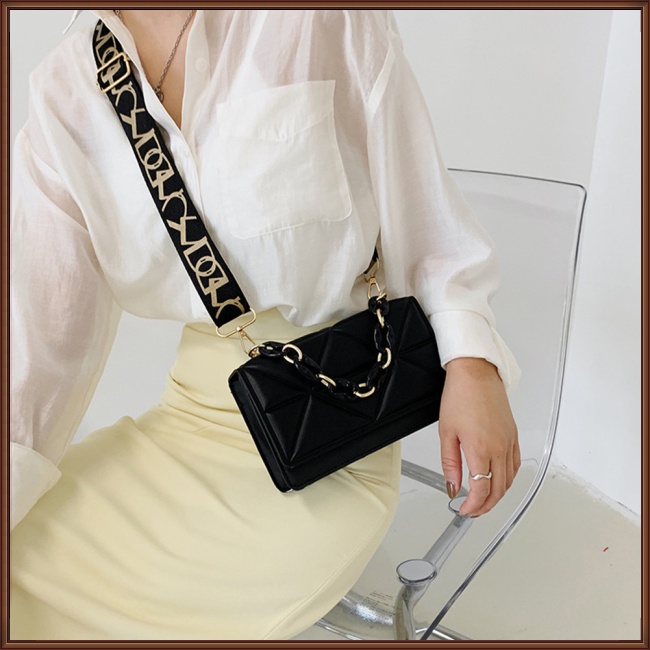 Túi Da Đeo Chéo Hình Vuông Cỡ Nhỏ Phối Dây Đeo Sợi Xích Thời Trang Cho Nữ
