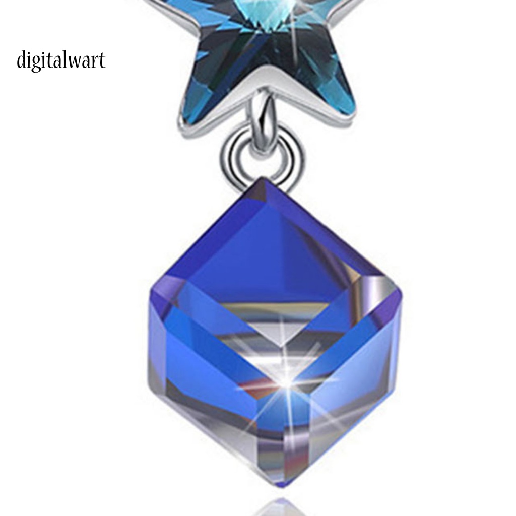 Kỹ Thuật Số| Vòng cổ Choker Mặt Vuông Đính Đá Pha Lê Nhân Tạo Màu Xanh Dương Thời Trang Cho Nữ