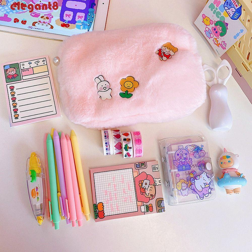 Túi Đựng Bút Bằng Vải Bông Sức Chứa Lớn Có Khóa Kéo Dễ Thương