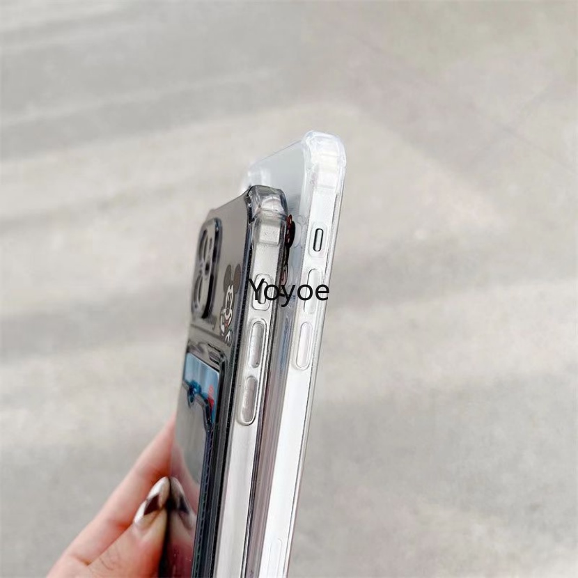 Ốp Điện Thoại Silicon Mềm Trong Suốt Chống Sốc Kèm Ngăn Đựng Thẻ Cho iPhone 14 13 12 11 Pro Max XR X XS Max 7 8 Plus SE