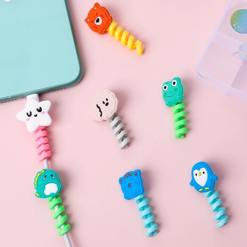 Vỏ Bọc Bảo Vệ Dây Cáp Sạc USB Hình Xoắn Ốc Hoạt Hình Chống Đứt Gãy