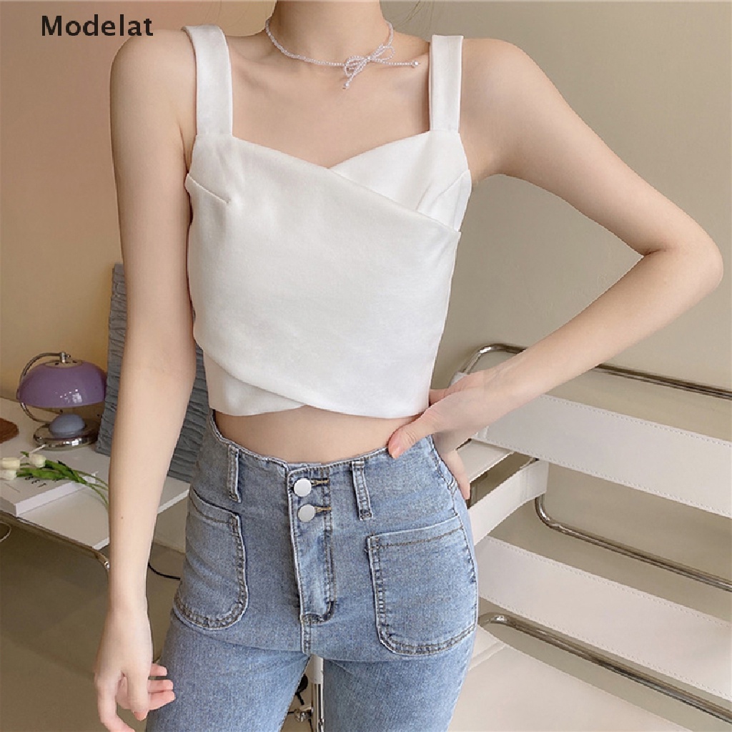 Mfc Áo Hai Dây Mùa Hè Màu Trơn Có Khóa Kéo Gợi Cảm Cho Nữ