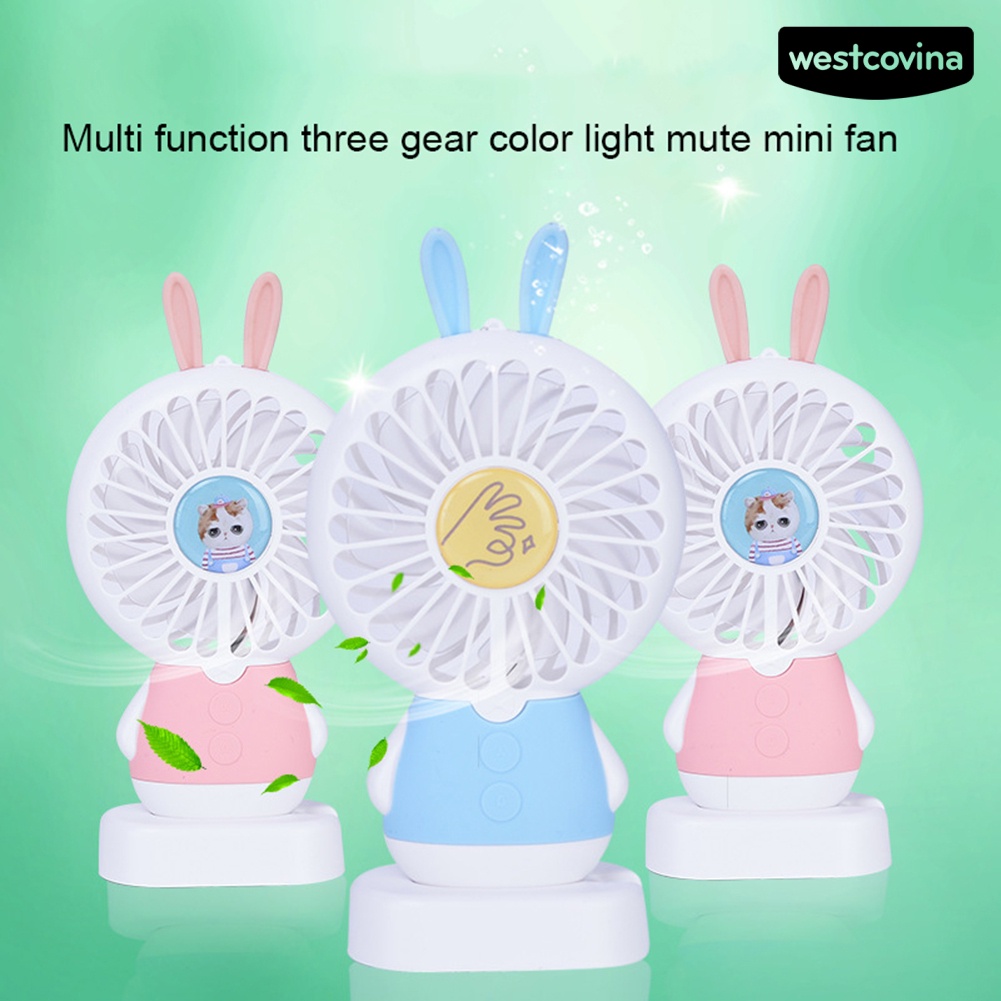 W🅢Quạt Làm Mát Mini Sạc Cổng USB 3 Tốc Độ Có Đèn LED Hình Gấu Dễ Thương