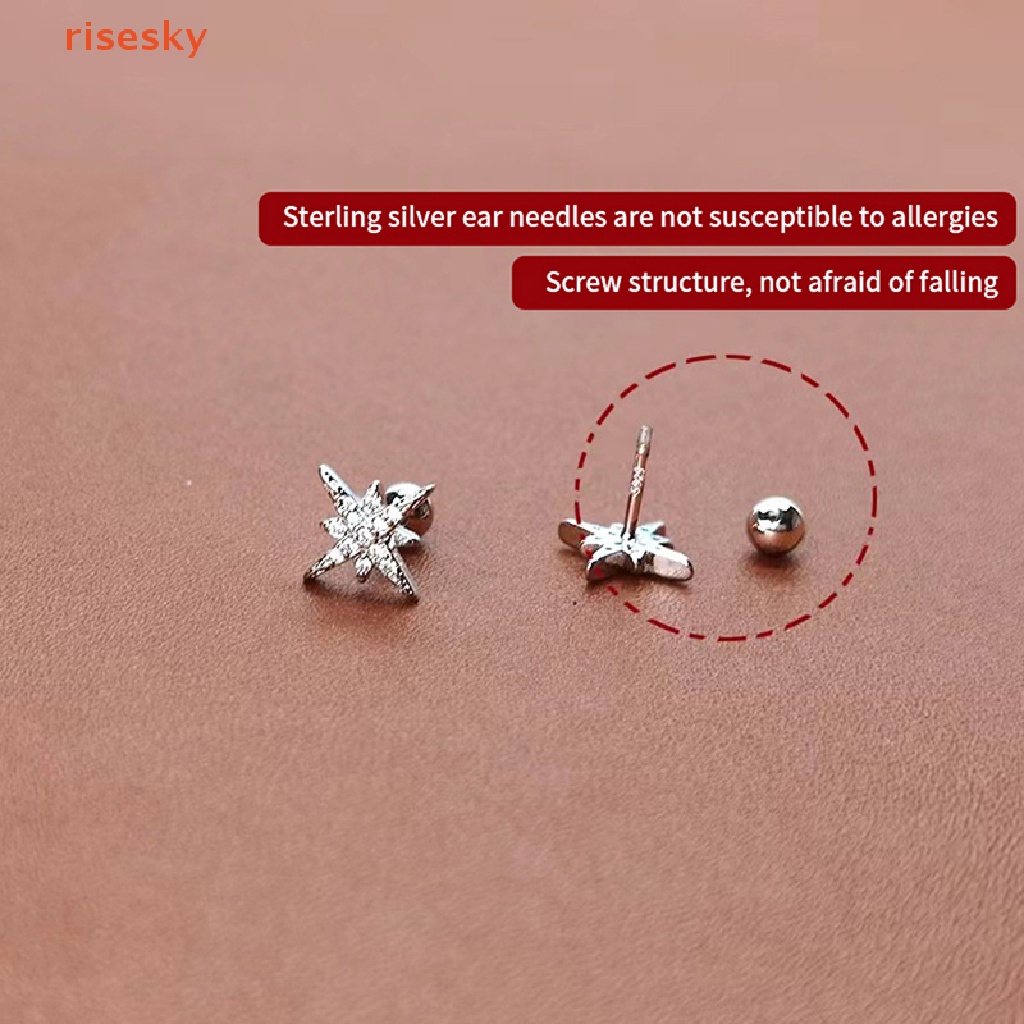 1 Đôi Bông Tai Đính Đá Zircon Hình Ngôi Sao Thời Trang Cho Nữ