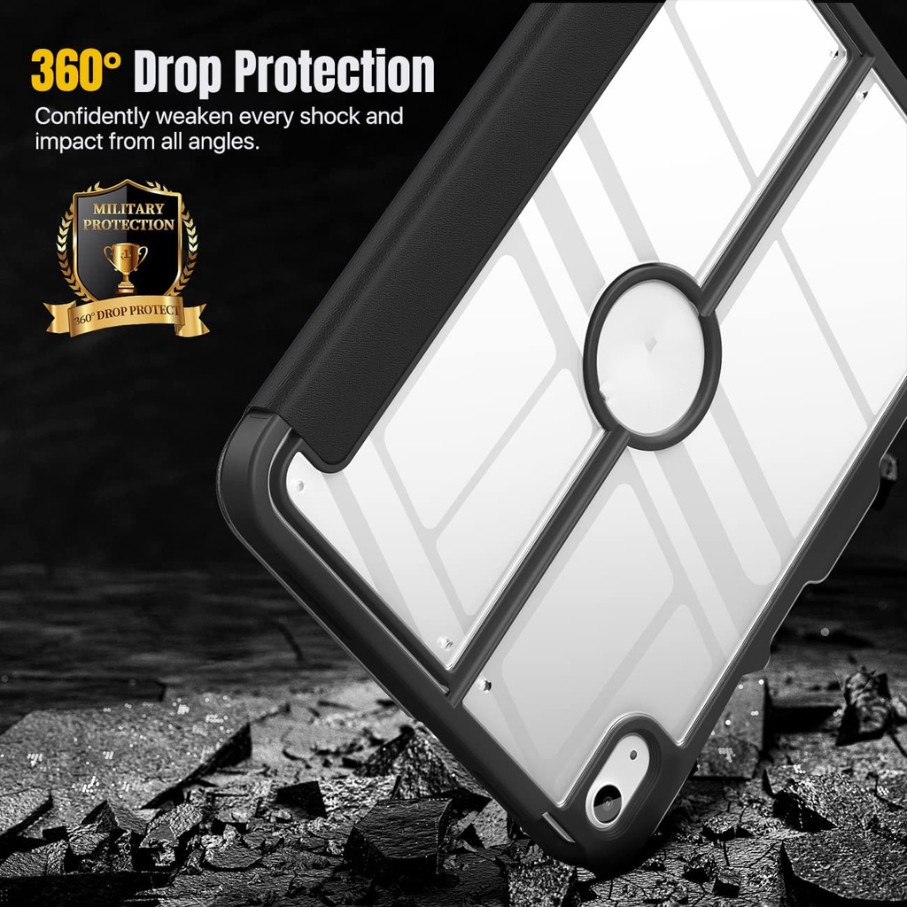 Bao Da Máy Tính Bảng Trong Suốt Chống Bụi Bẩn Kèm Ngăn Đựng Bút Cảm Ứng Cho iPad 10th Gen 2022 10.9 inch