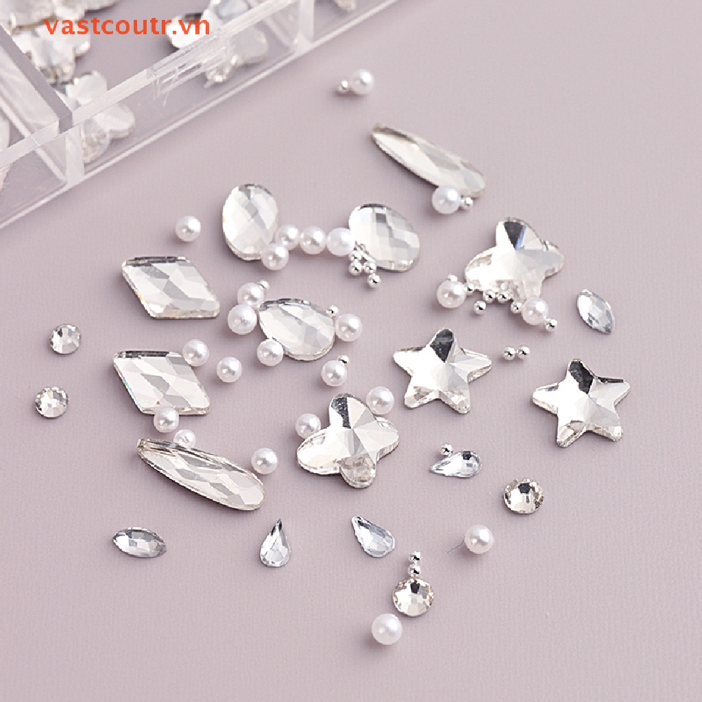 Coutr Hộp 12 Kích Cỡ AB / Đính Kim Cương Pha Lê Nhiều Màu Sắc