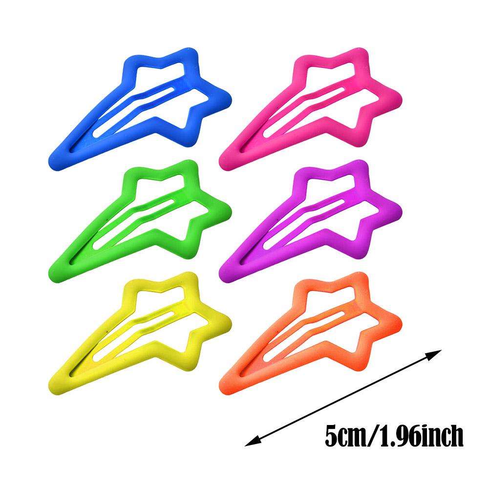 Bộ 6 Kẹp Tóc Hợp Kim Màu Sắc Huỳnh Quang Hình Ngôi Sao Xinh Xắn Cho Bé P2M0