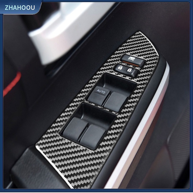 ☃Nhà Cửa☃ Set 4 Miếng Dán Bảng Điều Khiển Nâng Cửa Sổ Xe Hơi Họa Tiết Sợi Carbon Cho Toyota Tundra 2014-2018