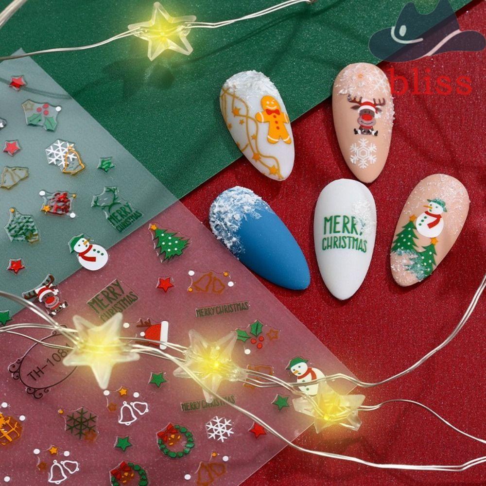 Miếng Dán Trang Trí Móng Tay Tự Dính Họa Tiết Giáng Sinh Năm Mới