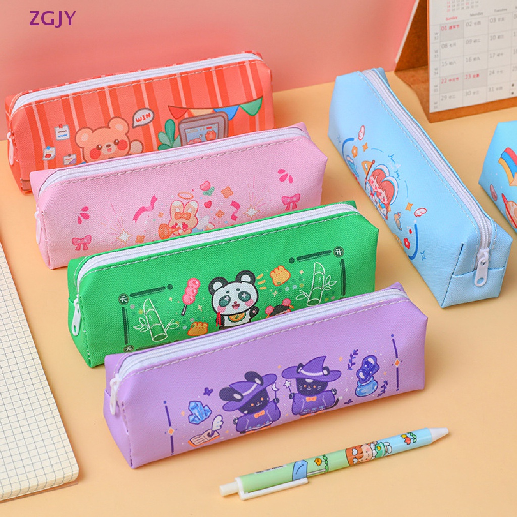 Túi Đựng Bút Bằng Da PU Sức Chứa Lớn In Họa Tiết Hoạt Hình Dễ Thương Cho Học Sinh Mới