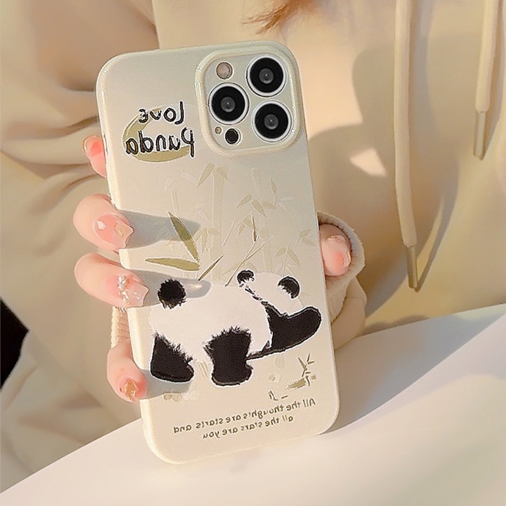 Ốp Điện Thoại TPU Dẻo Họa Tiết Gấu Trúc Dễ Thương Chống Sốc Cho IPhone 11 12 13 14 Pro Max