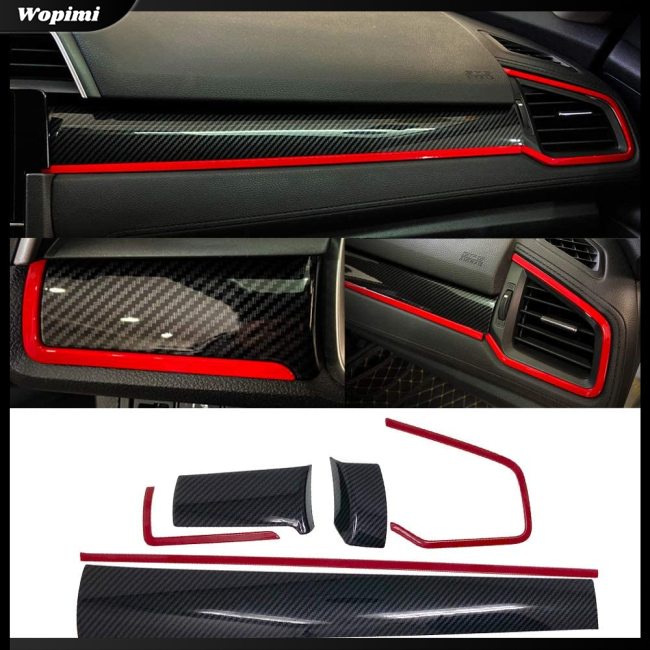 Ốp ViềN BảNg ĐiềU KhiểN BằNg SợI Carbon Cho Xe Honda 10th Gen Civic 16-20 - Bộ 6 CáI