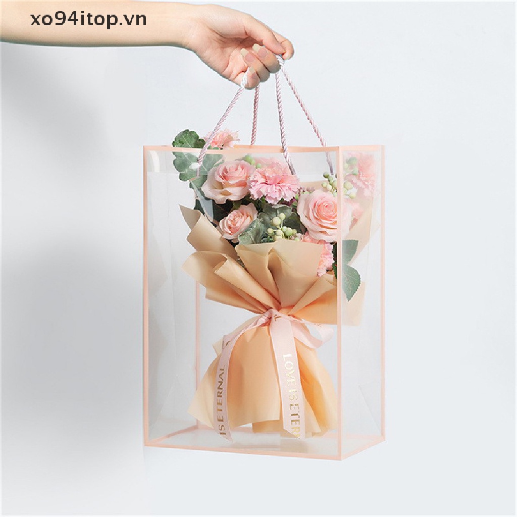 Xoitop Set 3 Túi Tote Xách Tay Trong Suốt Đựng Quà Tặng Bó Hoa Trang Trí